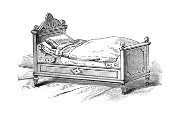 Bett.aus: Marie Adenfeller, Friedrich Werner: Illustriertes Koch- und Haushaltungsbuch, Friedrichshagen 1899/1900, S. 60, Fig. 95.