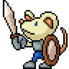 vector pixel art knight mouse
