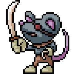 vector pixel art pirate mouse