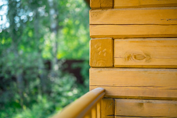 The corner of a rural house in a forest