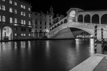 Fototapeta na wymiar Magic of Venice by Night. Black and white