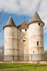 800-year old historical castle Chateau des Tourelles in Normandy, France