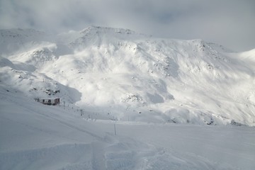 Fototapeta na wymiar Skiing slopes, majestic Alpine landscape