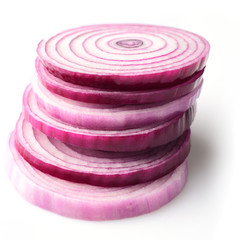 Sliced red onion rings
