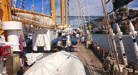 Inside sailboat in Oporto, Portugal