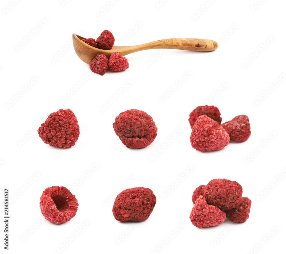 Sticker dried raspberry isolated