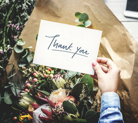 Thank You card with a flower bouquet