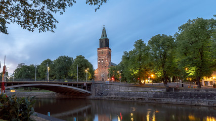 Turku Cathedral at night.