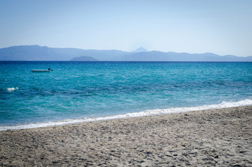 пейзаж дикого пляжа на фоне гор