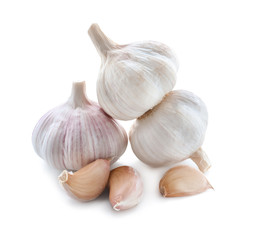 Fresh garlic on white background