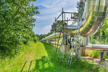 Large metal gas pipeline transports gas