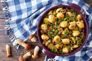 sauteed new Potatoes with Wild porcini