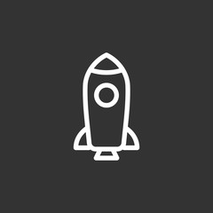 Rocket space ship take off icon, isolated vector illustration. Simple retro spaceship icon
