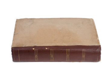 Old vintage book on a white background. Front view.