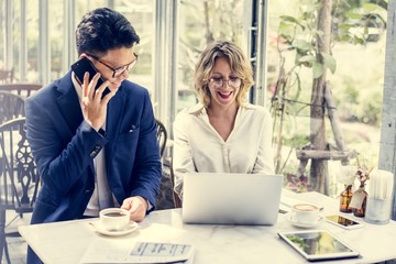 Business people drinking some beverage