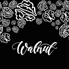 Sketch walnut pattern on black background