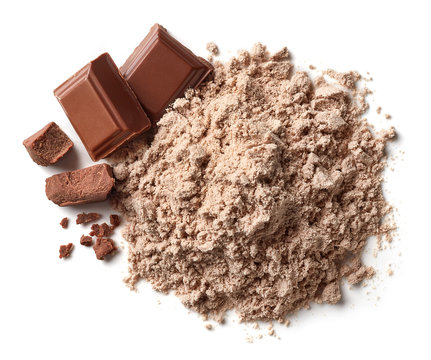 Heap of chocolate protein powder