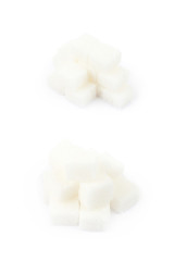 Pile of sugar cubes isolated