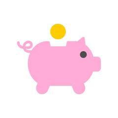 Pig piggy bank with coins vector illustration in flat style