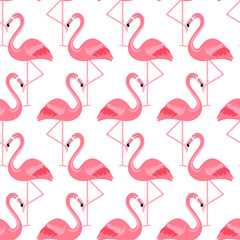 Naklejka premium Flamingo Bird Background - Retro seamless pattern in vector