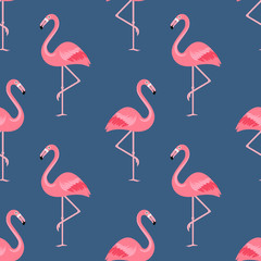 Flamingo Bird Background - Retro seamless pattern in vector