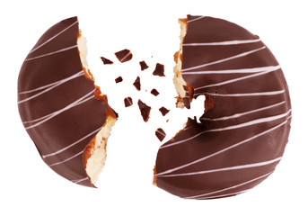 Tasty chocolate donut, isolated on white