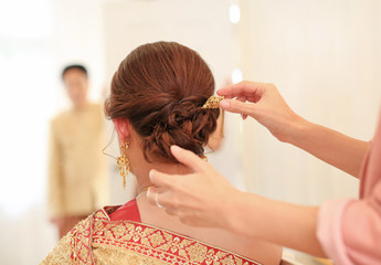 Bridal wedding hairstyle. Rear view.
