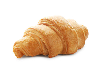 Tasty croissant on white background
