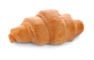 Tasty croissant on white background