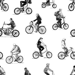 Sketches of the different city dwellers biking