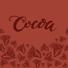 Seamless background with cocoa beans. Cute doodle illustration.