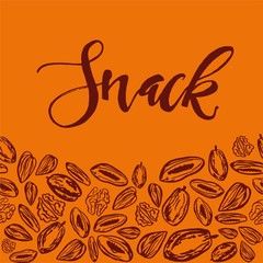 Obraz premium Seamless background with nuts and dried fruits. Vector illustration.