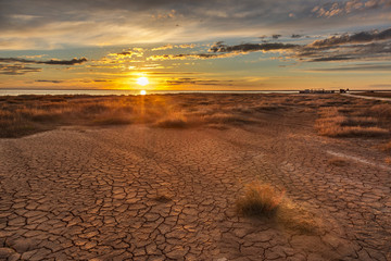  sunset on the salt lake of Elton