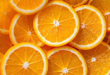 background made of sliced juicy oranges