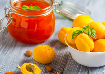 apricot jam fruit fresh brigh twooden background