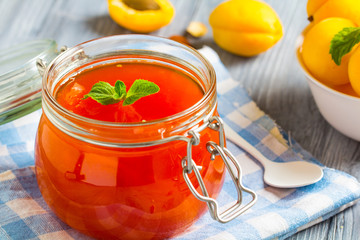 apricot jam fruit fresh brigh twooden background