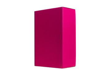 Pink Box or green paper package box isolated on White with clipping path.