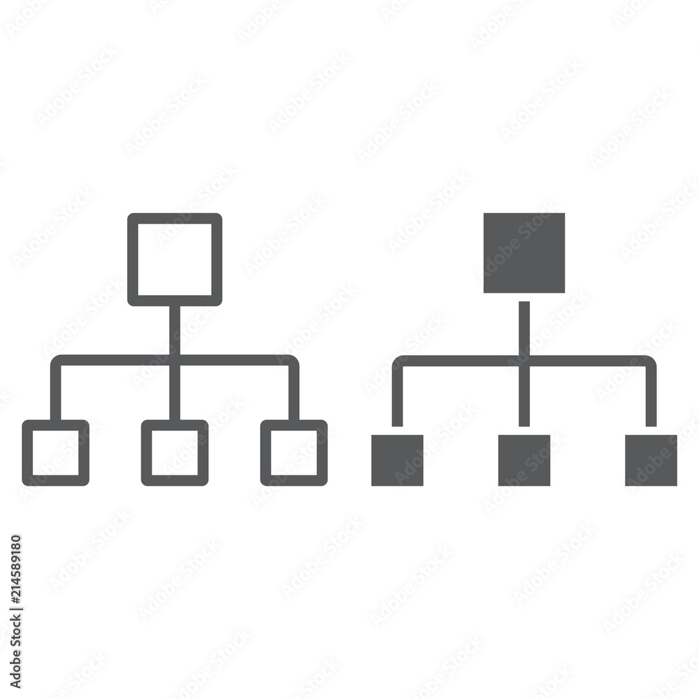Fototapete Flow chart line and glyph icon, data and analytics, diagram sign, vector graphics, a linear pattern on a white background, eps 10.