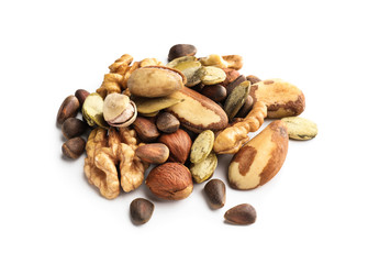 Different nuts on white background