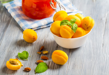 apricot jam fruit fresh brigh twooden background