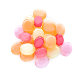 Colorful candies on white background