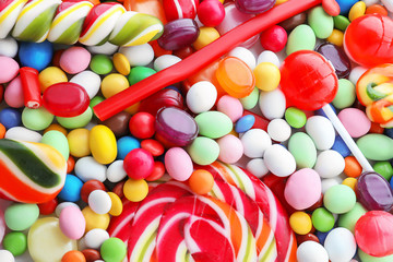 Many different candies, closeup