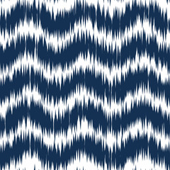 Ikat ornament. Tribal Waves pattern in Aztec style. Hand Drawn folklore seamless pattern