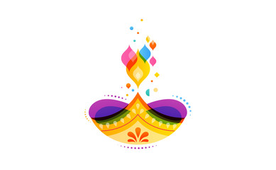 Naklejka premium Happy Diwali Hindu festival banner. Burning diya illustration, background for light festival of India