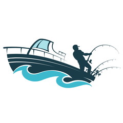 Fisherman on a motor boat