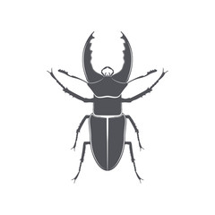 Monochrome emblem of deer beetle. isolated vector illustration