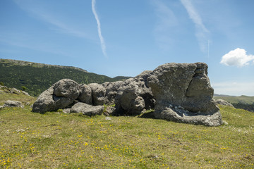 View of the small Sphinx, in Carpathian Mountains,  Bucegi Natural Park, Romania