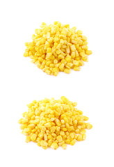 Pile of canned corn isolated