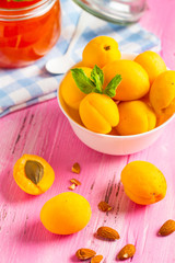 apricot jam fruit fresh brigh twooden background