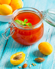 apricot jam fruit fresh brigh twooden background